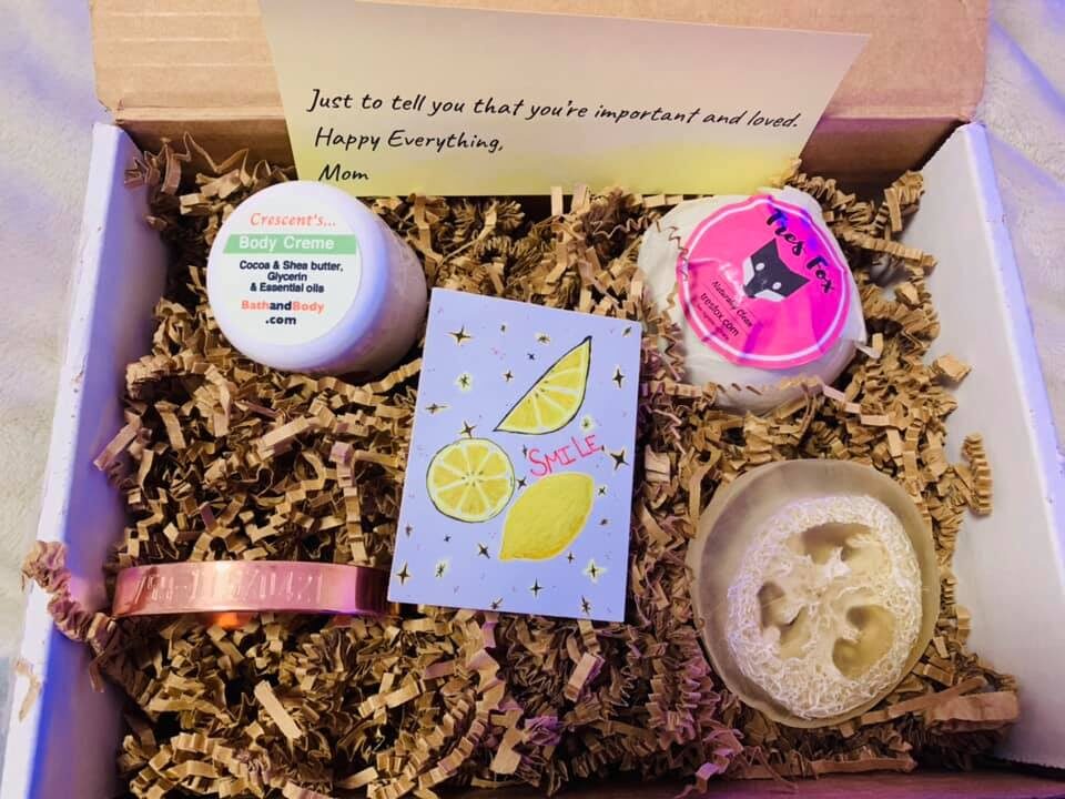 Gift box filled with local goods